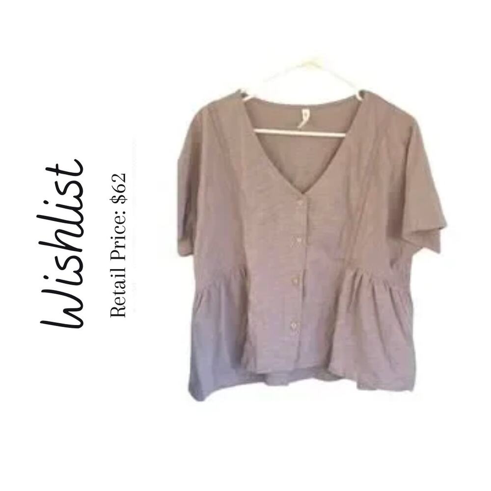 NWOT Women's Wishlist Lace Trim Button Down Shirt